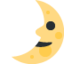 FIRST QUARTER MOON WITH FACE emoji in Twitter's design style - Unicode 1F31B