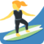 WOMAN SURFING emoji in Twitter's design style - Unicode 1F3C4-200D-2640-FE0F