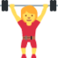 WOMAN LIFTING WEIGHTS emoji in Twitter's design style - Unicode 1F3CB-FE0F-200D-2640-FE0F