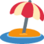 BEACH WITH UMBRELLA emoji in Twitter's design style - Unicode 1F3D6-FE0F