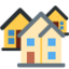 HOUSES emoji in Twitter's design style - Unicode 1F3D8-FE0F