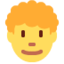 MAN: CURLY HAIR emoji in Twitter's design style - Unicode 1F468-200D-1F9B1