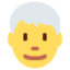 MAN: WHITE HAIR emoji in Twitter's design style - Unicode 1F468-200D-1F9B3