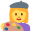 WOMAN ARTIST emoji in Twitter's design style - Unicode 1F469-200D-1F3A8