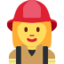 WOMAN FIREFIGHTER emoji in Twitter's design style - Unicode 1F469-200D-1F692