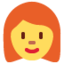 WOMAN: RED HAIR emoji in Twitter's design style - Unicode 1F469-200D-1F9B0