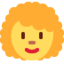 WOMAN: CURLY HAIR emoji in Twitter's design style - Unicode 1F469-200D-1F9B1