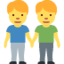 TWO MEN HOLDING HANDS emoji in Twitter's design style - Unicode 1F46C