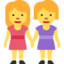 TWO WOMEN HOLDING HANDS emoji in Twitter's design style - Unicode 1F46D