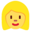 WOMAN: BLOND HAIR emoji in Twitter's design style - Unicode 1F471-200D-2640-FE0F