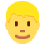 MAN: BLOND HAIR emoji in Twitter's design style - Unicode 1F471-200D-2642-FE0F