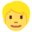 PERSON WITH BLOND HAIR emoji in Twitter's design style - Unicode 1F471