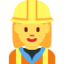 WOMAN CONSTRUCTION WORKER emoji in Twitter's design style - Unicode 1F477-200D-2640-FE0F