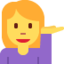 WOMAN TIPPING HAND emoji in Twitter's design style - Unicode 1F481-200D-2640-FE0F