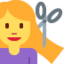 WOMAN GETTING HAIRCUT emoji in Twitter's design style - Unicode 1F487-200D-2640-FE0F