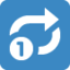 CLOCKWISE RIGHTWARDS AND LEFTWARDS OPEN CIRCLE ARROWS WITH CIRCLED ONE OVERLAY emoji in Twitter's design style - Unicode 1F502