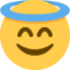 SMILING FACE WITH HALO emoji in Twitter's design style - Unicode 1F607