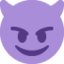 SMILING FACE WITH HORNS emoji in Twitter's design style - Unicode 1F608