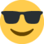 SMILING FACE WITH SUNGLASSES emoji in Twitter's design style - Unicode 1F60E