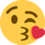 FACE THROWING A KISS emoji in Twitter's design style - Unicode 1F618