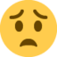 WORRIED FACE emoji in Twitter's design style - Unicode 1F61F