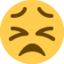 PERSEVERING FACE emoji in Twitter's design style - Unicode 1F623