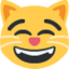 GRINNING CAT FACE WITH SMILING EYES emoji in Twitter's design style - Unicode 1F638