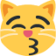 KISSING CAT FACE WITH CLOSED EYES emoji in Twitter's design style - Unicode 1F63D