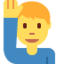 MAN RAISING HAND emoji in Twitter's design style - Unicode 1F64B-200D-2642-FE0F