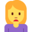 WOMAN FROWNING emoji in Twitter's design style - Unicode 1F64D-200D-2640-FE0F