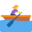 WOMAN ROWING BOAT emoji in Twitter's design style - Unicode 1F6A3-200D-2640-FE0F