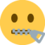 ZIPPER-MOUTH FACE emoji in Twitter's design style - Unicode 1F910