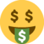 MONEY-MOUTH FACE emoji in Twitter's design style - Unicode 1F911