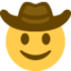 FACE WITH COWBOY HAT emoji in Twitter's design style - Unicode 1F920