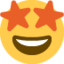 GRINNING FACE WITH STAR EYES emoji in Twitter's design style - Unicode 1F929