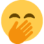 SMILING FACE WITH SMILING EYES AND HAND COVERING MOUTH emoji in Twitter's design style - Unicode 1F92D