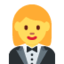 WOMAN IN TUXEDO emoji in Twitter's design style - Unicode 1F935-200D-2640-FE0F