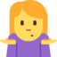 WOMAN SHRUGGING emoji in Twitter's design style - Unicode 1F937-200D-2640-FE0F