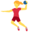 WOMAN PLAYING HANDBALL emoji in Twitter's design style - Unicode 1F93E-200D-2640-FE0F