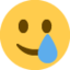 SMILING FACE WITH TEAR emoji in Twitter's design style - Unicode 1F972