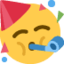 FACE WITH PARTY HORN AND PARTY HAT emoji in Twitter's design style - Unicode 1F973