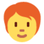 PERSON: RED HAIR emoji in Twitter's design style - Unicode 1F9D1-200D-1F9B0