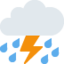 CLOUD WITH LIGHTNING AND RAIN emoji in Twitter's design style - Unicode 26C8-FE0F